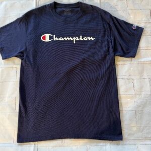 Men's Champion Navy Blue Logo T-Shirt Size Large